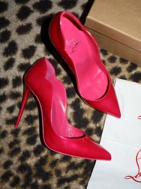 Christian Louboutin Hot Chick 100mm Women's Pink Patent Pointed-Toe Pumps